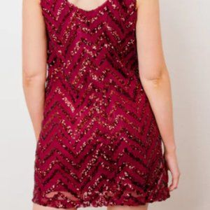 BB Dakota Burgundy Sequin Chevron Dress